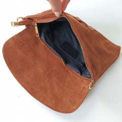 Wildledertasche rechteckig weich soft - cognac - Made in Italy