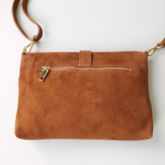 Wildledertasche rechteckig weich soft - cognac - Made in Italy