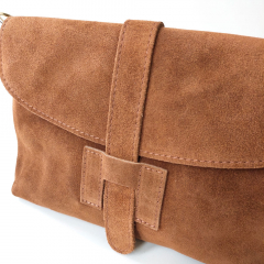 Wildledertasche rechteckig weich soft - cognac - Made in Italy