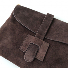 Wildledertasche rechteckig weich soft - dunkelbraun - Made in Italy