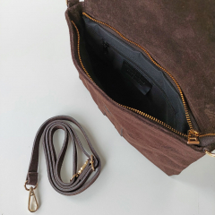 Wildledertasche rechteckig weich soft - dunkelbraun - Made in Italy