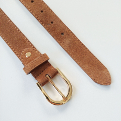 Wildledergrtel  uni Gr. 100 (119 cm) goldene Schnalle - hellbraun- Made in Italy