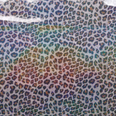 Regenmantelstoff Foliendruck Leopardenmuster Regenbogen-Glitzer - schwarz braun beige