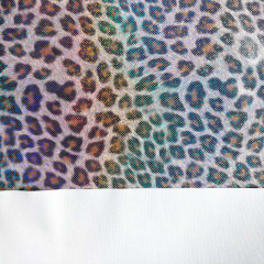 Regenmantelstoff Foliendruck Leopardenmuster Regenbogen-Glitzer - schwarz braun beige