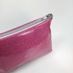 Regenmantelstoff Foliendruck Regenbogen-Glitzer pink