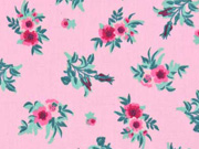 RESTSTCK 138 cm Baumwollstoff Rosen Bouquet, rot petrol rosa