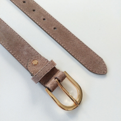 Wildledergrtel  uni Gr. 95 (114 cm) goldene Schnalle - taupe - Made in Italy