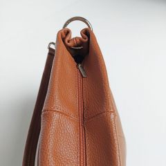 Ledertasche Umhngetasche Lederriemen - cognac braun - silber Schnallen - Made in Italy