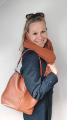 Ledertasche Umhngetasche Lederriemen - cognac braun - silber Schnallen - Made in Italy