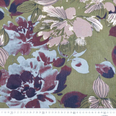 Viskose Crepe Stoff Blumen Webware, burgundy altrosa olivgrn