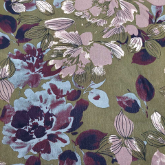 Viskose Crepe Stoff Blumen Webware, burgundy altrosa olivgrn