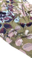 Viskose Crepe Stoff Blumen Webware, burgundy altrosa olivgrn