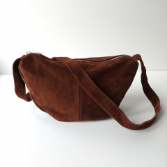 Wildledergrtel  uni Gr. 90 (109 cm) silberne Schnalle - schokobraun - Made in Italy