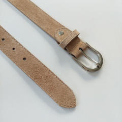Wildledergrtel  uni Gr. 90 (109 cm) silberne Schnalle - hellbeige - Made in Italy