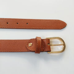 Ledergrtel Damen - Gr. 95 (114 cm) - goldene Schnalle - cognac braun