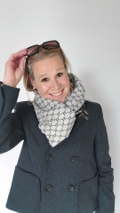 Schal Halstuch Gitternetzmuster grafisch, beige schwarz