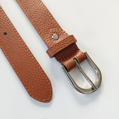 Ledergrtel Damen - Gr. 90 (109 cm) - silberne Schnalle - cognac braun - Made in Italy