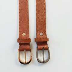 Ledergrtel Damen - Gr. 90 (109 cm) - silberne Schnalle - cognac braun - Made in Italy
