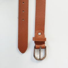Ledergrtel Damen - Gr. 100 (119 cm) - silberne Schnalle - cognac braun - Made in Italy
