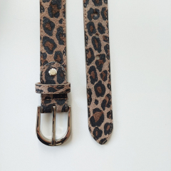 Wildledergrtel kleines Leopardenmuster Gr. 100 (119 cm) silberne Schnalle, schwarz braun - Made in Italy