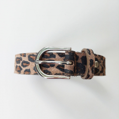 Wildledergrtel kleines Leopardenmuster Gr. 100 (119 cm) silberne Schnalle, schwarz braun - Made in Italy