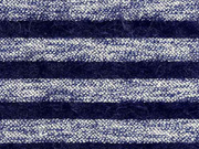Strickstoff Streifen Fransen Meterware, dunkelblau