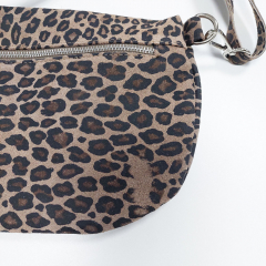 Bauchtasche Wildleder kleines Leomuster Animal Print - schwarz braun braun -B-Ware