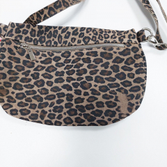 Bauchtasche Wildleder kleines Leomuster Animal Print - schwarz braun braun -B-Ware