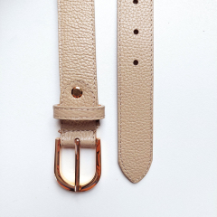 Ledergrtel Damen - Gr. 95 (114 cm) - goldene Schnalle - beige - Made in Italy