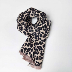 Schal Leopardenmuster - schwarz braun hellbeige