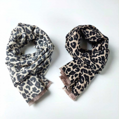 Schal Leopardenmuster - schwarz braun hellbeige