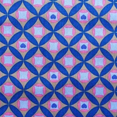 Baumwoll Popelin Retromuster Mandalas, blau beige pink