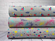 RESTSTCK 250 cm Sweat Tukan Blumen angeraut, grau-meliert bunt
