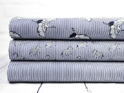 RESTSTÜCK 50 cm Elastische Baumwolle Streifen, weiß dunkelblau