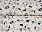 RESTSTCK 50 cm Crepe Blusenstoff Zebras, ecru