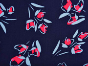 RESTSTÜCK 52 cm Viskose grafisches Muster Blumen, rot dunkelblau