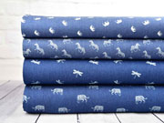 Jeansstoff leicht Zebras, wei jeansblau