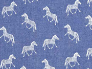 Jeansstoff leicht Zebras, wei jeansblau