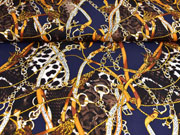 Viskose Twillstoff Ketten Lederriemen Quasten Animal Print, cognac dunkelblau