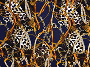 Viskose Twillstoff Ketten Lederriemen Quasten Animal Print, cognac dunkelblau