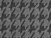 Strickstoff Chenille Hahnentritt, schwarz dunkelgrau