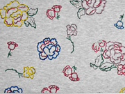 RESTSTCK 27 cm Alpenfleece Sweatstoff Blumen Konturen, grau meliert