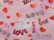 Jerseystoff Herzen LOVE Schriftzug Digitaldruck, rosa