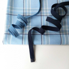 Flanell Stoff Karomuster karierter Baumwollstoff, dunkelblau mint hellblau