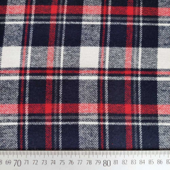 Flanell Stoff Schottenkaro karierter Baumwollstoff, rot cremewei dunkelblau