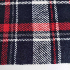 Flanell Stoff Schottenkaro karierter Baumwollstoff, rot cremewei dunkelblau