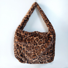 Fake Fur Felltasche Shopper Leopardenmuster flauschig weich uni, braun schwarz cognacbraun