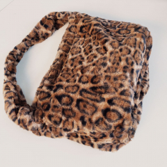 Fake Fur Felltasche Shopper Leopardenmuster flauschig weich uni, braun schwarz cognacbraun