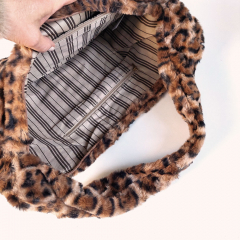 Fake Fur Felltasche Shopper Leopardenmuster flauschig weich uni, braun schwarz cognacbraun