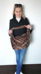 Fake Fur Felltasche Shopper Leopardenmuster flauschig weich uni, braun schwarz cognacbraun